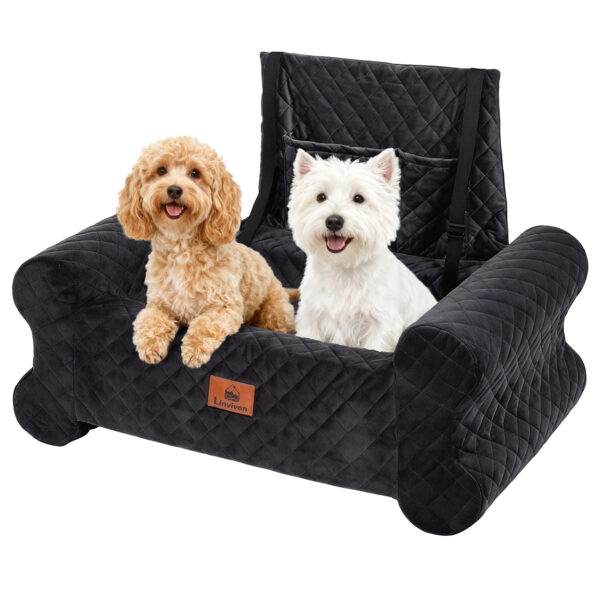 Dog Car Seat for Dogs up to 60 lbs, Pet Car Seat for Back with Detachable Washable Cover, Black