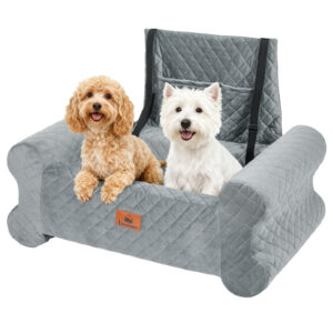 Dog Car Seat for Dogs up to 60 lbs, Pet Car Seat for Back with Detachable Washable Cover, Grey