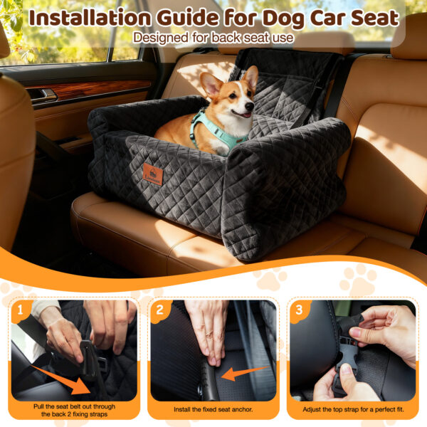 Dog Car Seat for Medium/Large Dogs up to 60 lbs, Memory Foam Dog Booster Seat with Thick Cushion, Pet Car Seat for Back with Detachable Washable Cover, Storage Pockets for SUV, Pick Up, Trunk, Black
