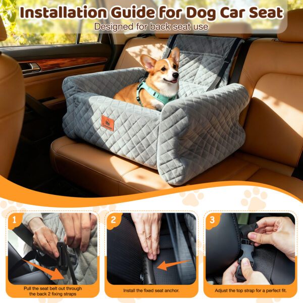 Linvivon Dog Car Seat for Medium/Large Dogs up to 60 lbs, Memory Foam Dog Booster Seat with Thick Cushion, Pet Car Seat for Back with Detachable Washable Cover, Storage Pockets for SUV, Pick Up, Trunk, Grey