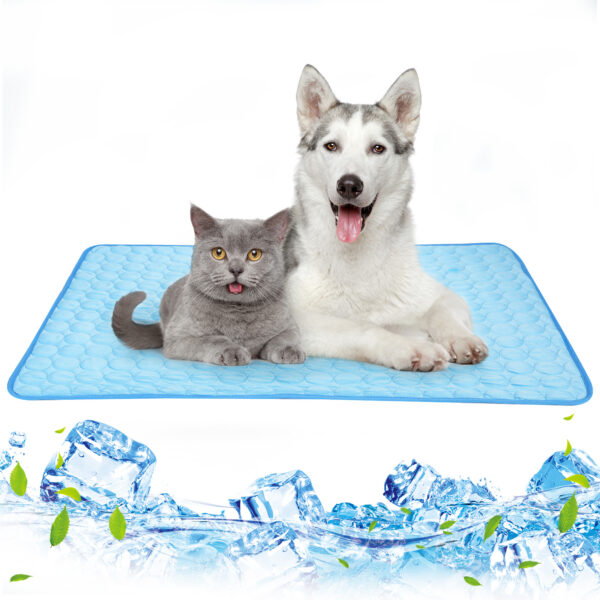 Washable Dog Cooling Mat, Ice Silk Cooling Pad for Dog, Self ice Mat Indoor & Outdoor Car Seats, Portable Pet Pad for Summer, 39x27 in, Blue