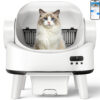 Self Cleaning Cat Litter Box, Open-Top Automatic Robot Litter Box for Multiple Cats with App Control, Safety Sensors Protection, Includes Liners, Digital Screen, Washable Sifter &Cat Pedal