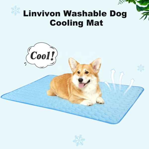 Washable Dog Cooling Mat, Ice Silk Cooling Pad for Dog, Self ice Mat Indoor & Outdoor Car Seats, Portable Pet Pad for Summer, 39x27 in, Blue