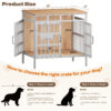 Large Dog Crate Furniture, Wooden Dog Kennel Furniture for Medium Large Dogs, Double-Doors Sturdy Metal Dog Cage for Anxiety Dog, Anti Escape Wooden Cage with Name Tag End Table, TV Stand Beige