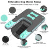 Inflatable Dog Boat Ramp for Dogs Up to 240 lbs, Inflatable Dock Floating Platform with Anti-Slip EVA Foam Safe & Easy Water Access, Dog Ramp for Boat, Pools, Lakes, Boats, Docks, Green