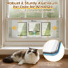 Cat Door for Window, Quick Installation Adjustable Width of 23"-28", Cat Window Door with 4 Locking Modes, Magnetic Closure Design, Weatherproof Aluminum Frame Cat Door Window Insert