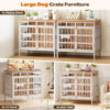 Large Dog Crate Furniture, Wooden Dog Kennel Furniture for Medium Large Dogs, Double-Doors Sturdy Metal Dog Cage for Anxiety Dog, Anti Escape Wooden Cage with Name Tag End Table, TV Stand Beige
