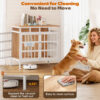 Large Dog Crate Furniture, Wooden Dog Kennel Furniture for Medium Large Dogs, Double-Doors Sturdy Metal Dog Cage for Anxiety Dog, Anti Escape Wooden Cage with Name Tag End Table, TV Stand Beige