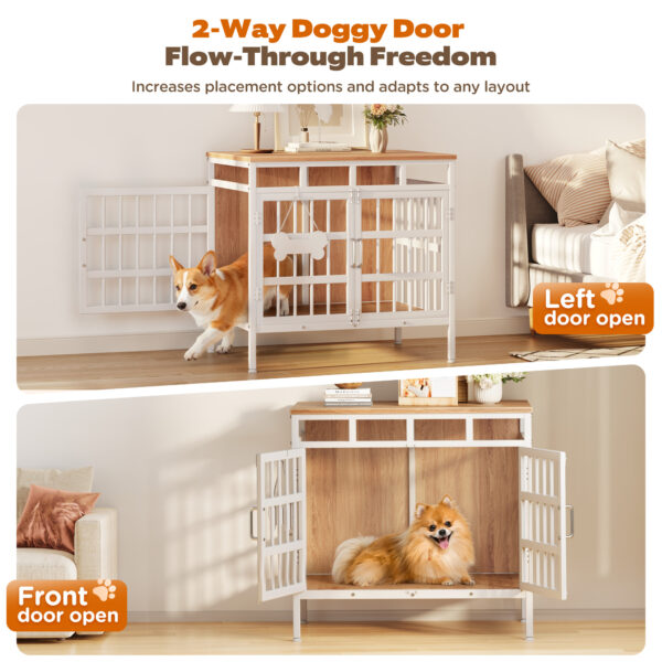 29 Inch Dog Crate Furniture, Heavy Duty Dog Kennel for Small or Medium Dogs, Beige