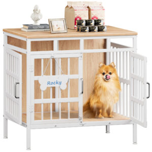 29 Inch Dog Crate Furniture, Heavy Duty Dog Kennel for Small or Medium Dogs, Beige