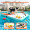 8x5ft Extra Large Inflatable Dog Dock & Boat Ramp for Multiple Large Dogs, 600 LBS Load Capacity, with Anti-Slip EVA Foam & Built-in Ice Bucket Compartment, Dog Water Ramp for Pool Boat Beach Orange