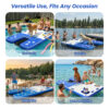 8x6ft Extra Large Inflatable Dog Dock & Boat Ramp for Multiple Large Dogs, 800 LBS Load Capacity, with Anti-Slip EVA Foam & Built-in Ice Bucket Compartment, Dog Water Ramp for Pool Boat Beach Blue