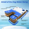 8x6ft Extra Large Inflatable Dog Dock & Boat Ramp for Multiple Large Dogs, 800 LBS Load Capacity, with Anti-Slip EVA Foam & Built-in Ice Bucket Compartment, Dog Water Ramp for Pool Boat Beach Blue