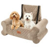 Dog Car Seat for Dogs up to 60 lbs, Pet Car Seat for Back with Detachable Washable Cover, Khaki