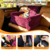 Dog Car Seat for Dogs up to 60 lbs, Pet Car Seat for Back with Detachable Washable Cover, Wine Red