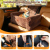 Dog Car Seat for Dogs up to 60 lbs, Pet Car Seat for Back with Detachable Washable Cover, Brown