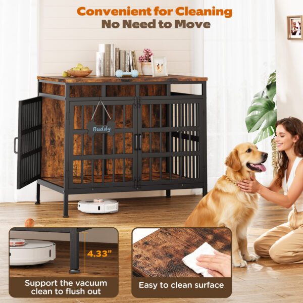 39 Inch Large Dog Crate Furniture, Heavy Duty Dog Kennel for Medium or Large Dogs, Black
