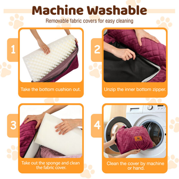 Dog Car Seat for Dogs up to 60 lbs, Pet Car Seat for Back with Detachable Washable Cover, Wine Red