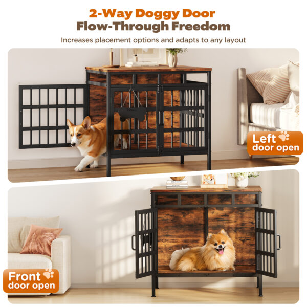 29 Inch Dog Crate Furniture, Heavy Duty Dog Kennel for Small or Medium Dogs, Black