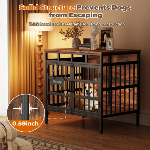 29 Inch Dog Crate Furniture, Heavy Duty Dog Kennel for Small or Medium Dogs, Black