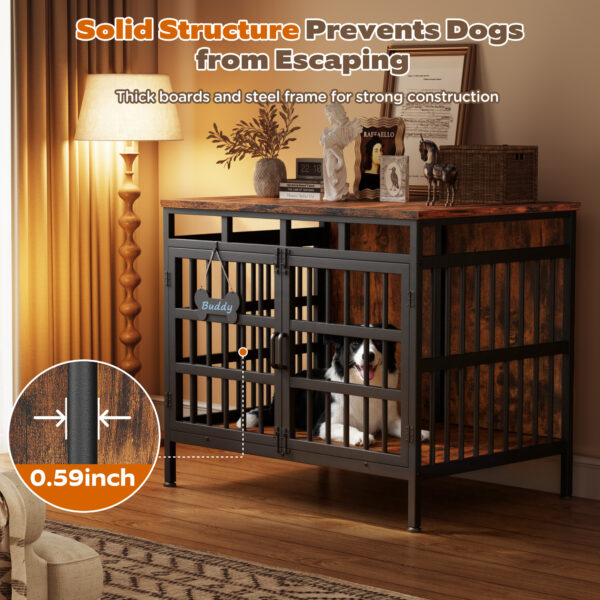 39 Inch Large Dog Crate Furniture, Heavy Duty Dog Kennel for Medium or Large Dogs, Black