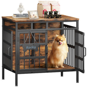 29 Inch Dog Crate Furniture, Heavy Duty Dog Kennel for Small or Medium Dogs, Black