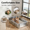 Stainless Steel Cat Litter Box, Metal Litter Pan High Sided Open Top Cat Toilet